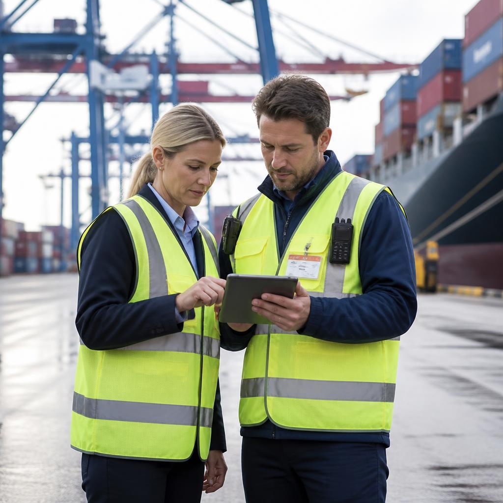 ABIRA Logistics team working at a shipping port